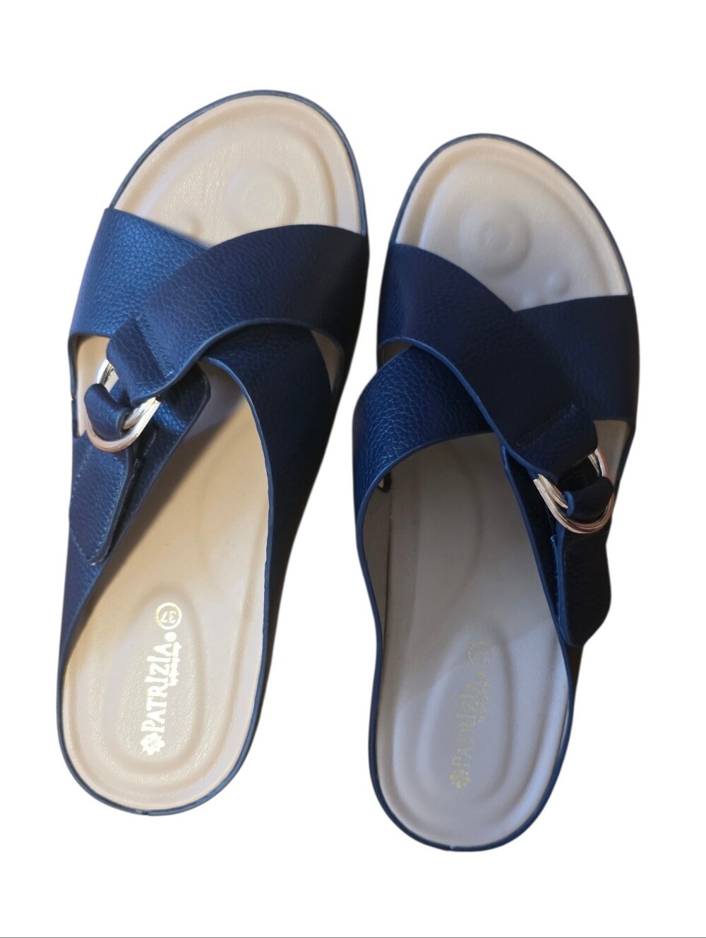 Patrizia  Navy Cross-Strap Slide Sandals